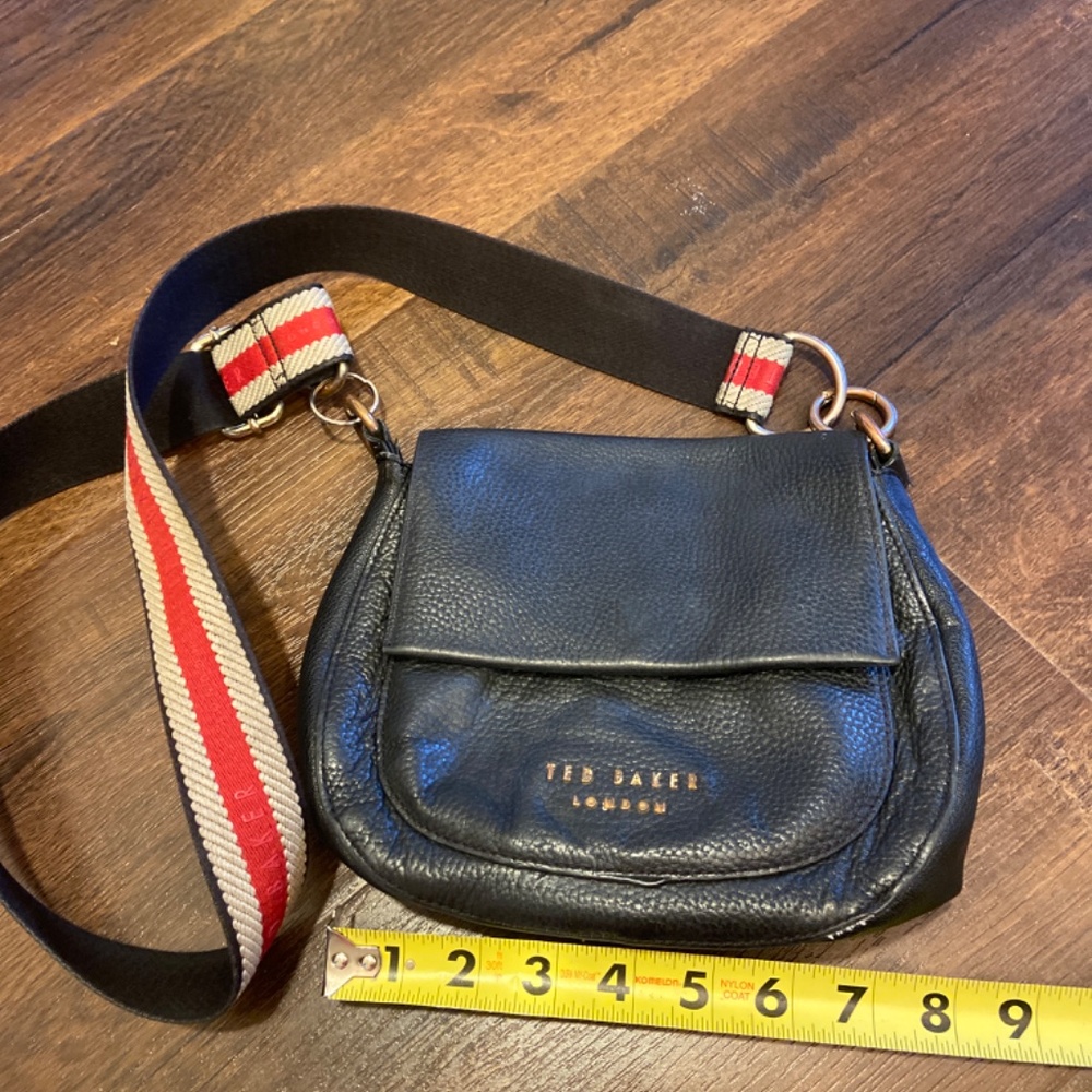 TED BAKER DARCELL AMALI BLACK PEBBLE LEATHER CROSSBODY SADDLE BAG HANDBAG